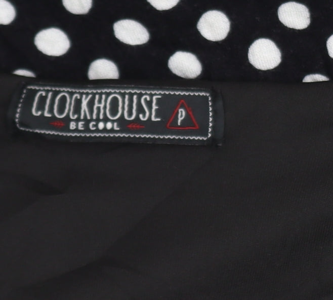 Clockhouse Women Black Polka Dot Fit & Flare Dress Size 12