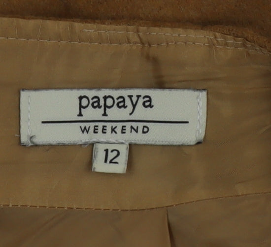 Papaya Women Beige Size 12 Straight Wool Blend Mini Skirt