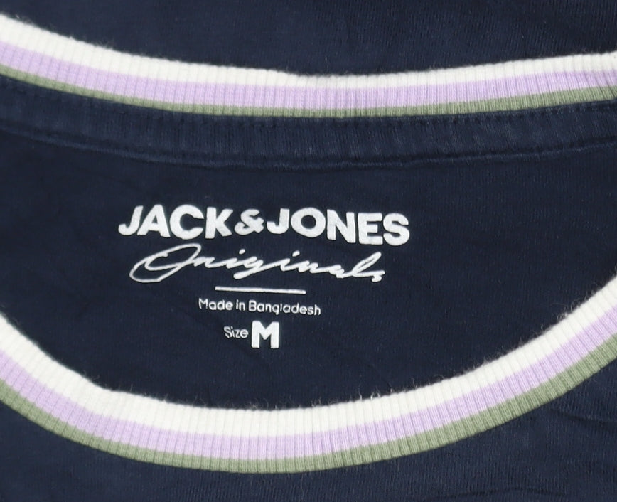 Jack & Jones Men’s Blue Crew Neck Short Sleeve Cotton T-Shirt M