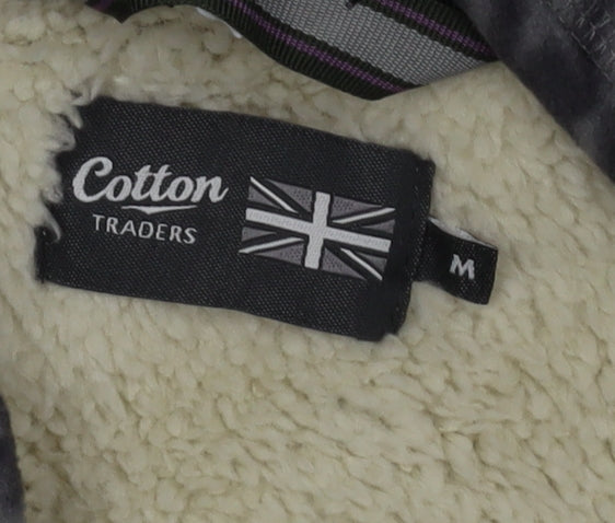 Cotton Traders Men's Grey Houndstooth Fleece Hooded Jacket Size M