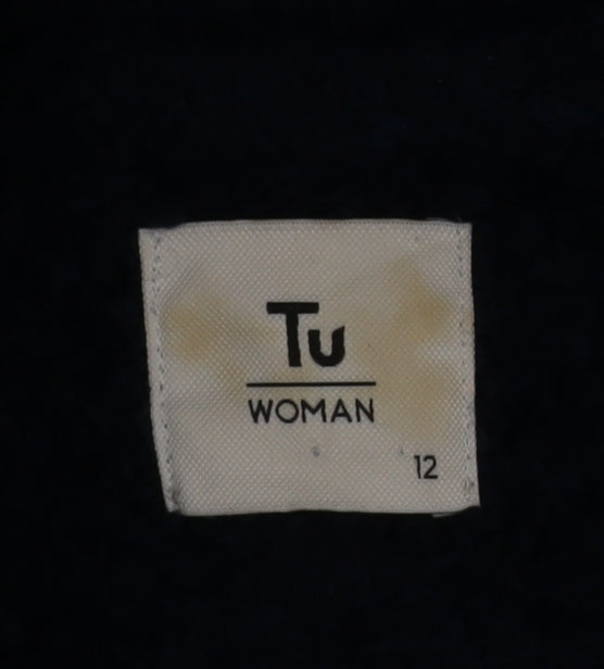 Tu Women Blue Mid-Length Overcoat Size 12 Lined Classic Style