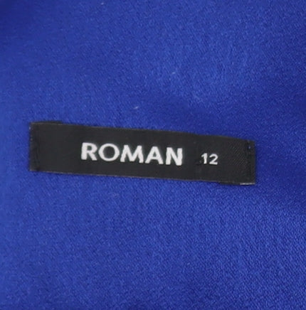 Roman Women’s Blue Cropped Blazer Size 12 Single Breasted