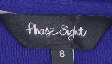 Phase Eight Women’s Blue Size 8 Wrap Dress Short Sleeve V-Neck Ruched