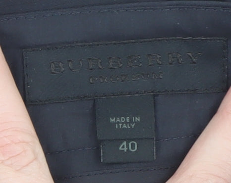 Burberry Men's Blue Slim Fit Pleated Dress Pants M
