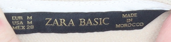 Zara Basic Women Beige Sleeveless Shift Dress Size M