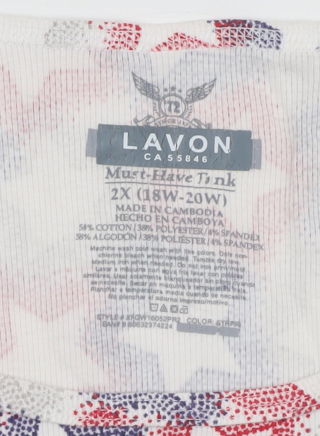Lavon Womens Multicoloured Star Print Tank Top 2XL Plus Basic Cotton Blend