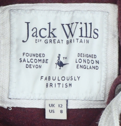 Jack Wills Womens Burgundy Hoodie UK 12 Pullover Hooded Sweatshirt