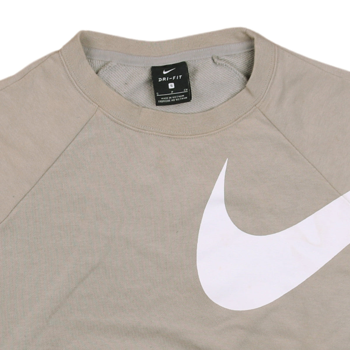Nike Women Beige Dri-FIT Pullover Sweatshirt Small Crew Neck