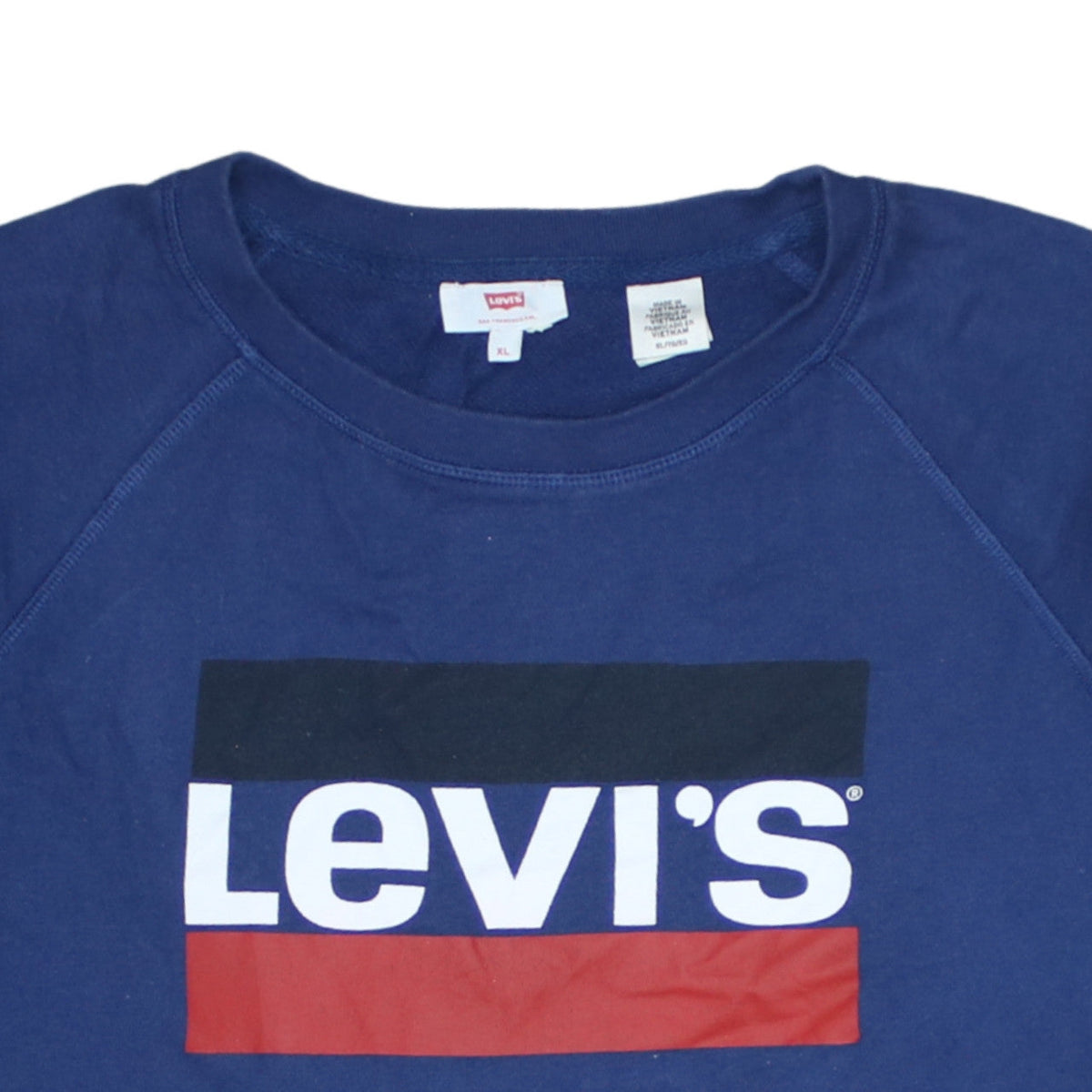 Levi's Men's Blue XL Crew Neck Logo Pullover Sweatshirt