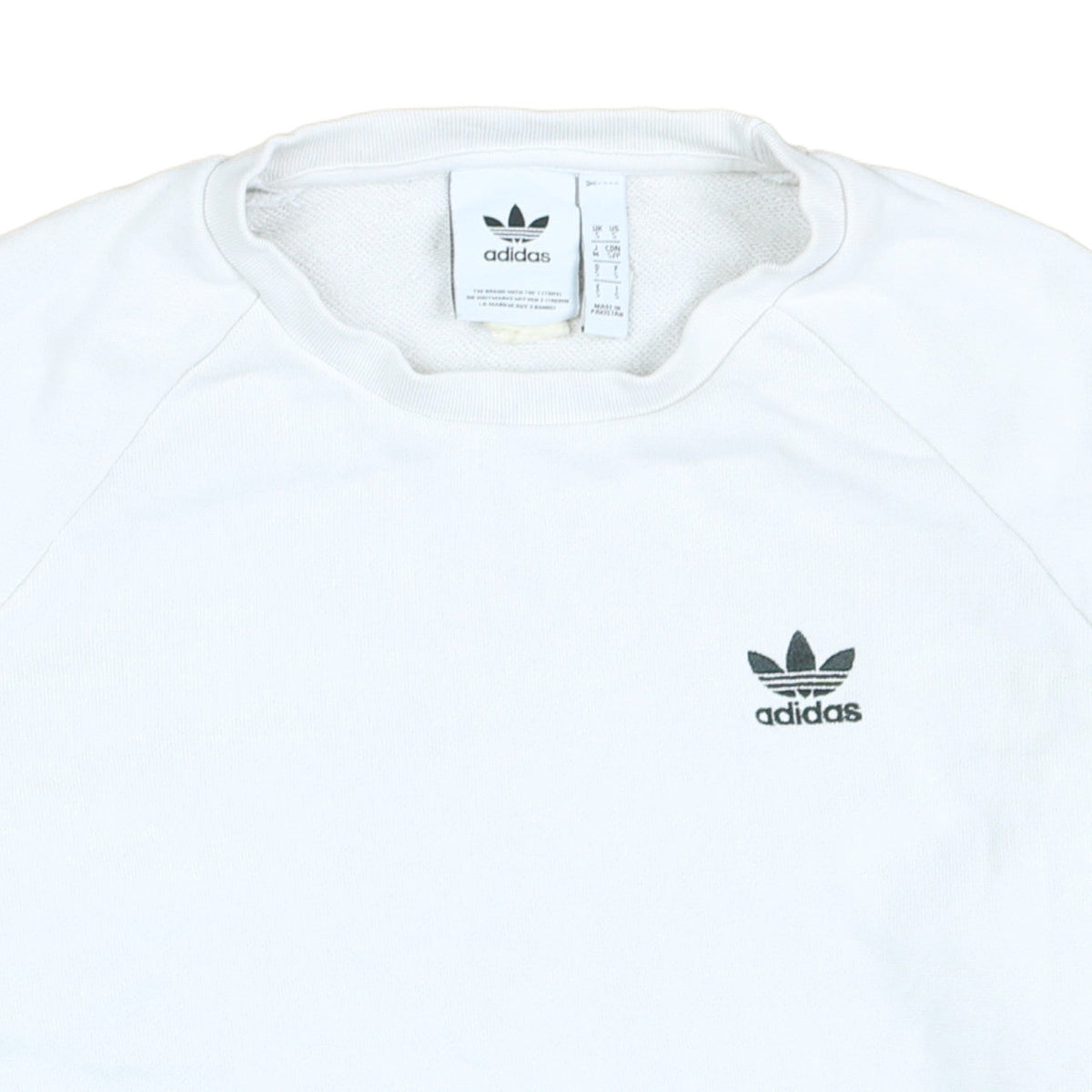 Adidas Men's White Small Trefoil Logo Pullover Sweatshirt
