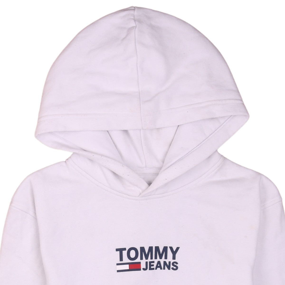 Tommy Jeans Men's White Pullover Hoodie M Logo Cotton Sweatshirt