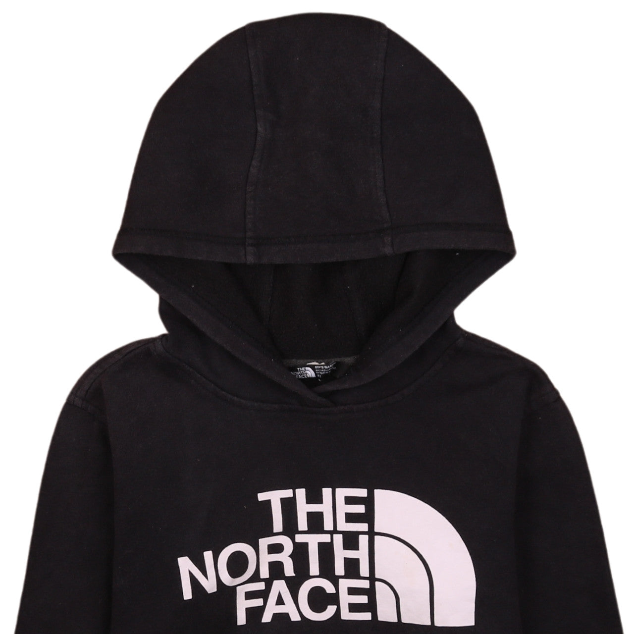 The North Face Boys Black Pullover Hoodie M Full Logo Casual Sweatshirt