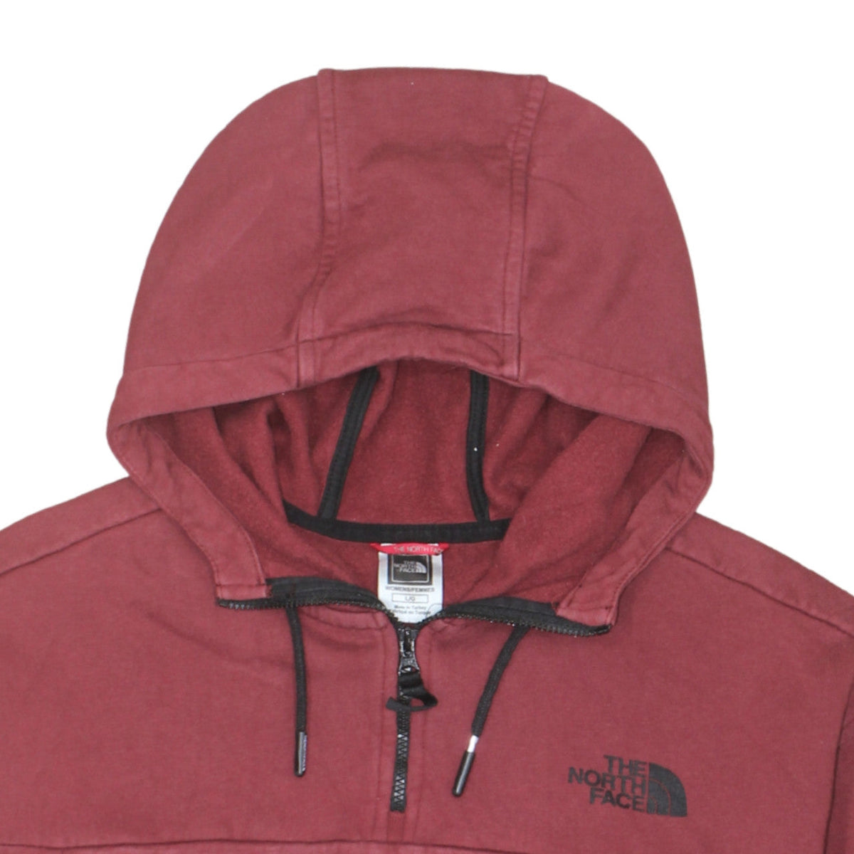 The North Face Womens Burgundy 1/4 Zip Hoodie Cotton L
