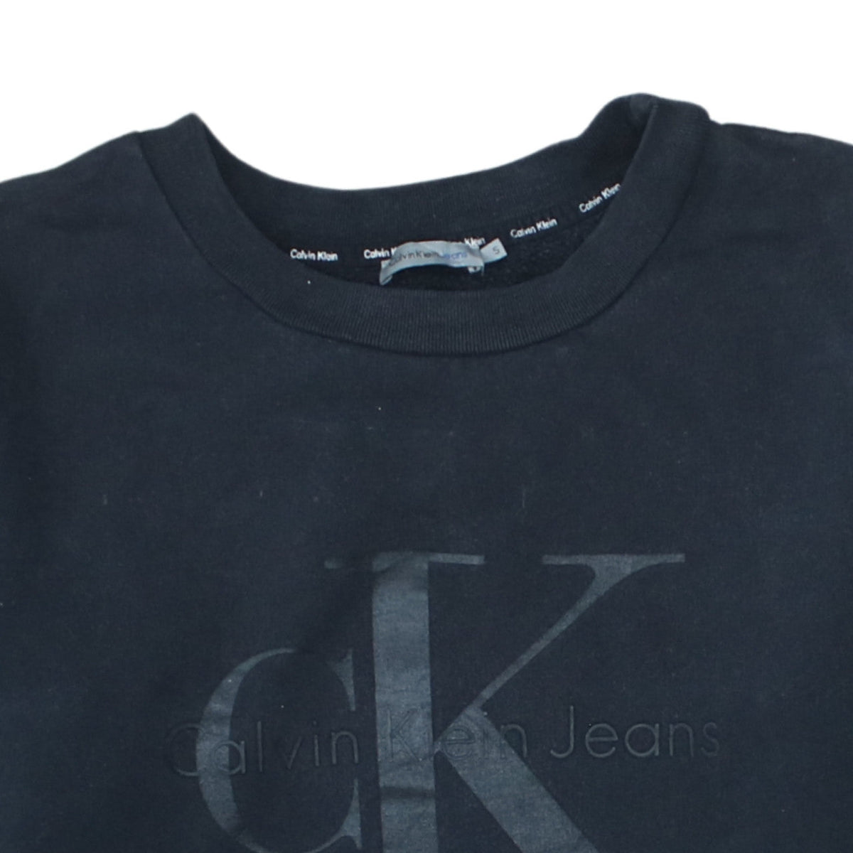 Calvin Klein Jeans Men's Black Small Pullover Logo Sweatshirt