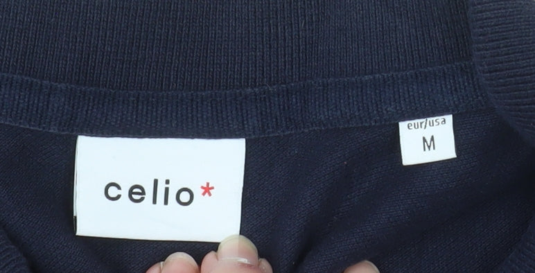 Celio Mens Blue Cotton Short Sleeve Polo Shirt Size M