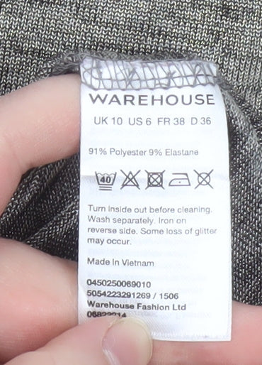 Warehouse Women’s Grey Sleeveless Basic Stretch Jersey Top Size 10