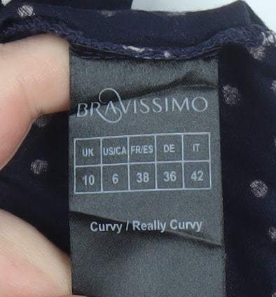Bravissimo Women's Blue Polka Dot Scoop Neck T-Shirt Size 10
