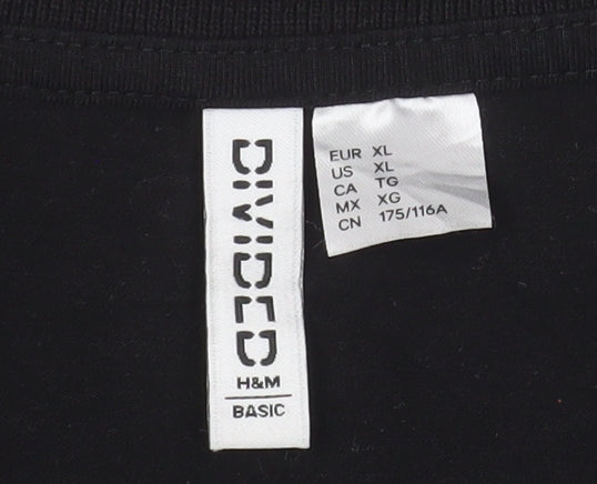 H&M Divided Women's Black Cropped Polo Shirt XL Cotton Blend