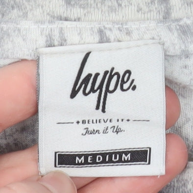 Hype Women's Grey Short Sleeve Crew Neck Logo T-Shirt Medium