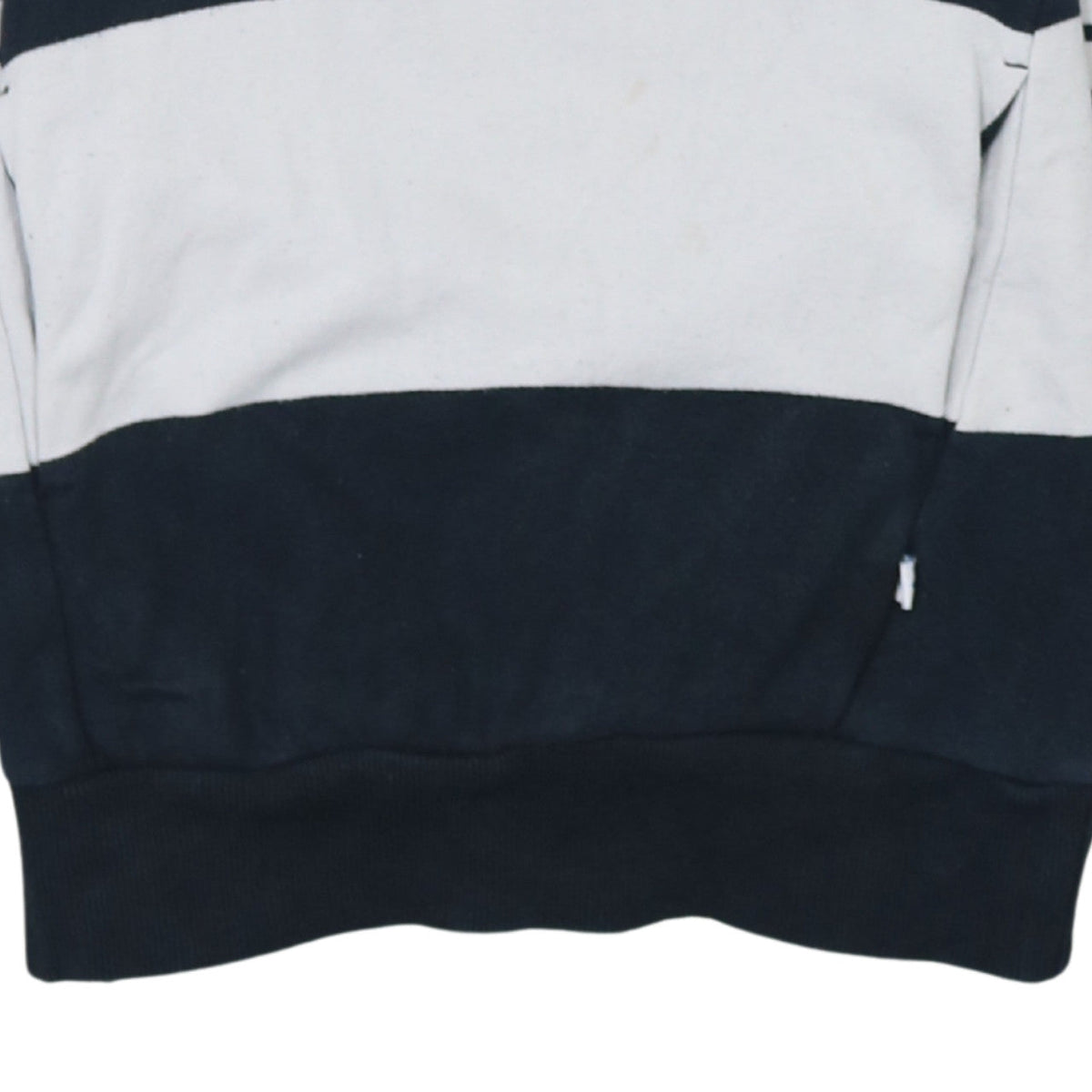 Adidas Womens Navy White Striped Pullover Hoodie UK 6 Cotton Blend