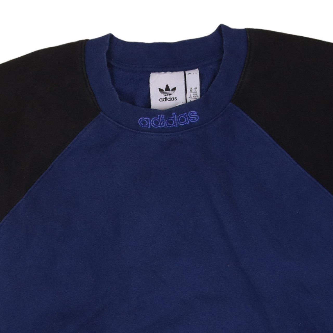 Adidas Men's Blue Black XL Pullover Sweatshirt Crew Neck Fleece