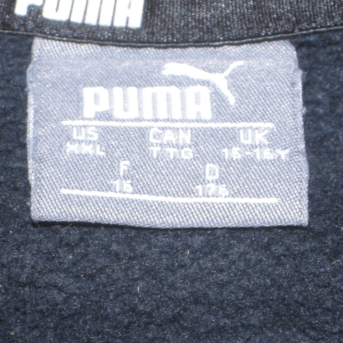 Puma Boys Black Pullover Sweatshirt 15-16 Years Fleece Logo Crew Neck