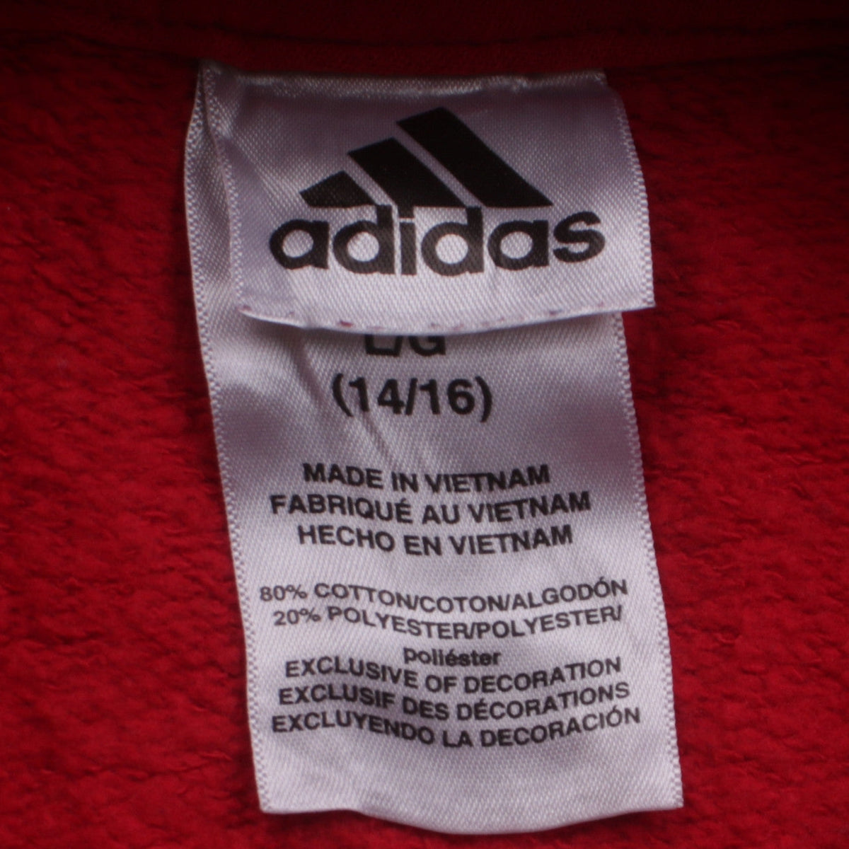 Adidas Boys Red Black Pullover Hoodie 14-16 Years Cotton Blend