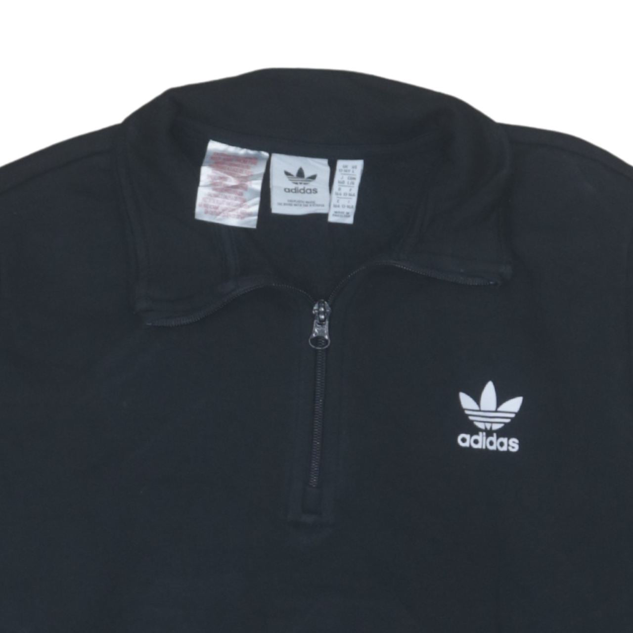 Adidas Boys Black 1/4 Zip Pullover Sweatshirt Size 13-14 Years