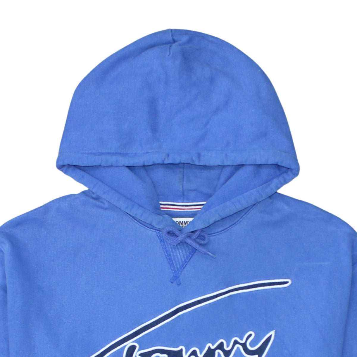 Tommy Jeans Men's Blue Pullover Hoodie L Embroidered Logo Cotton