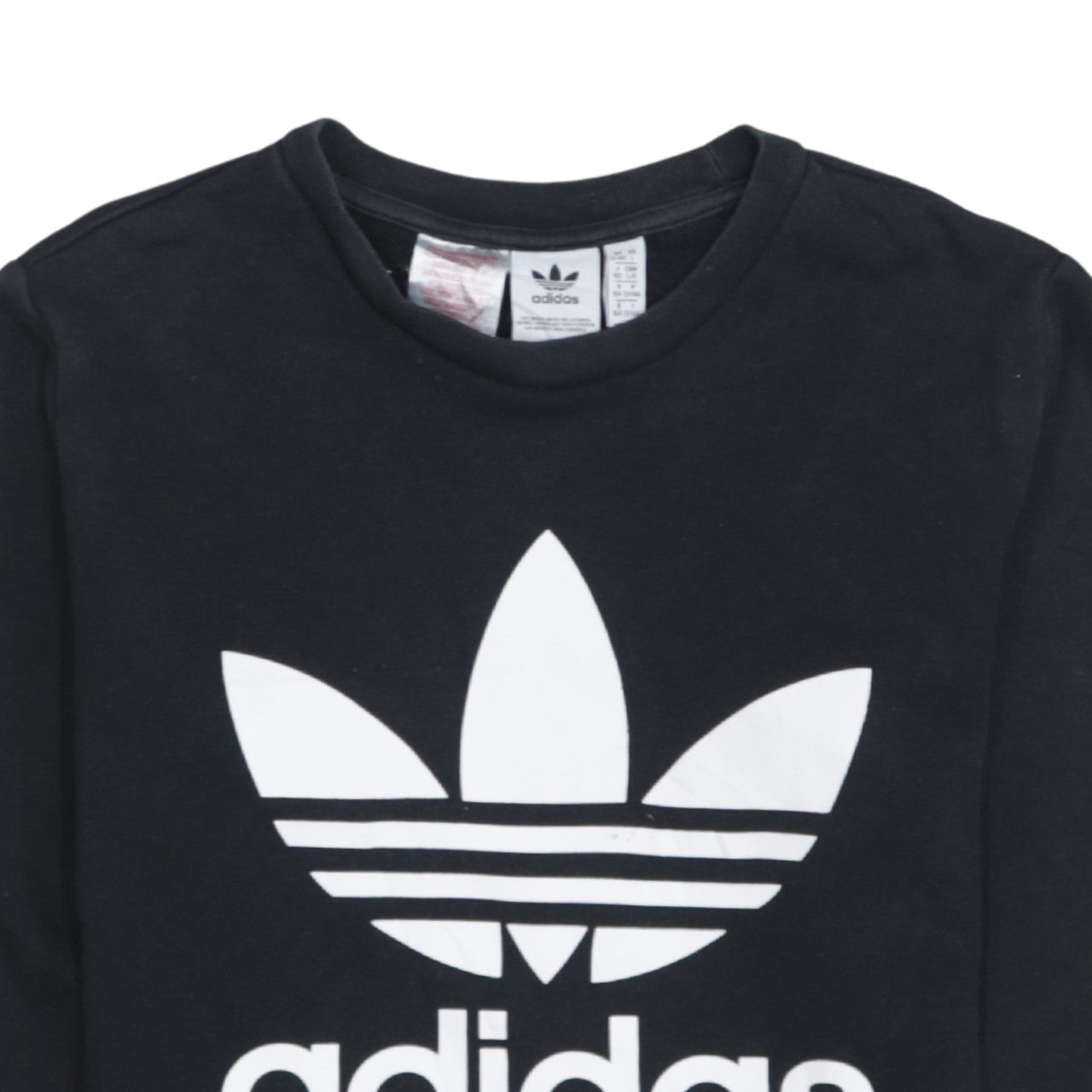 Adidas Boys Black Trefoil Crew Neck Pullover Sweatshirt 13-14 Years