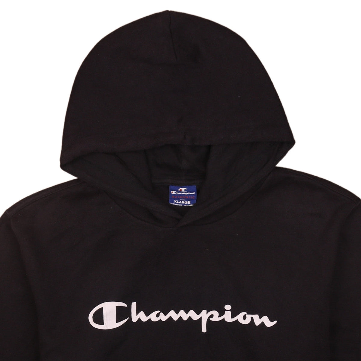 Champion Mens Black XL Pullover Hoodie with Logo Print