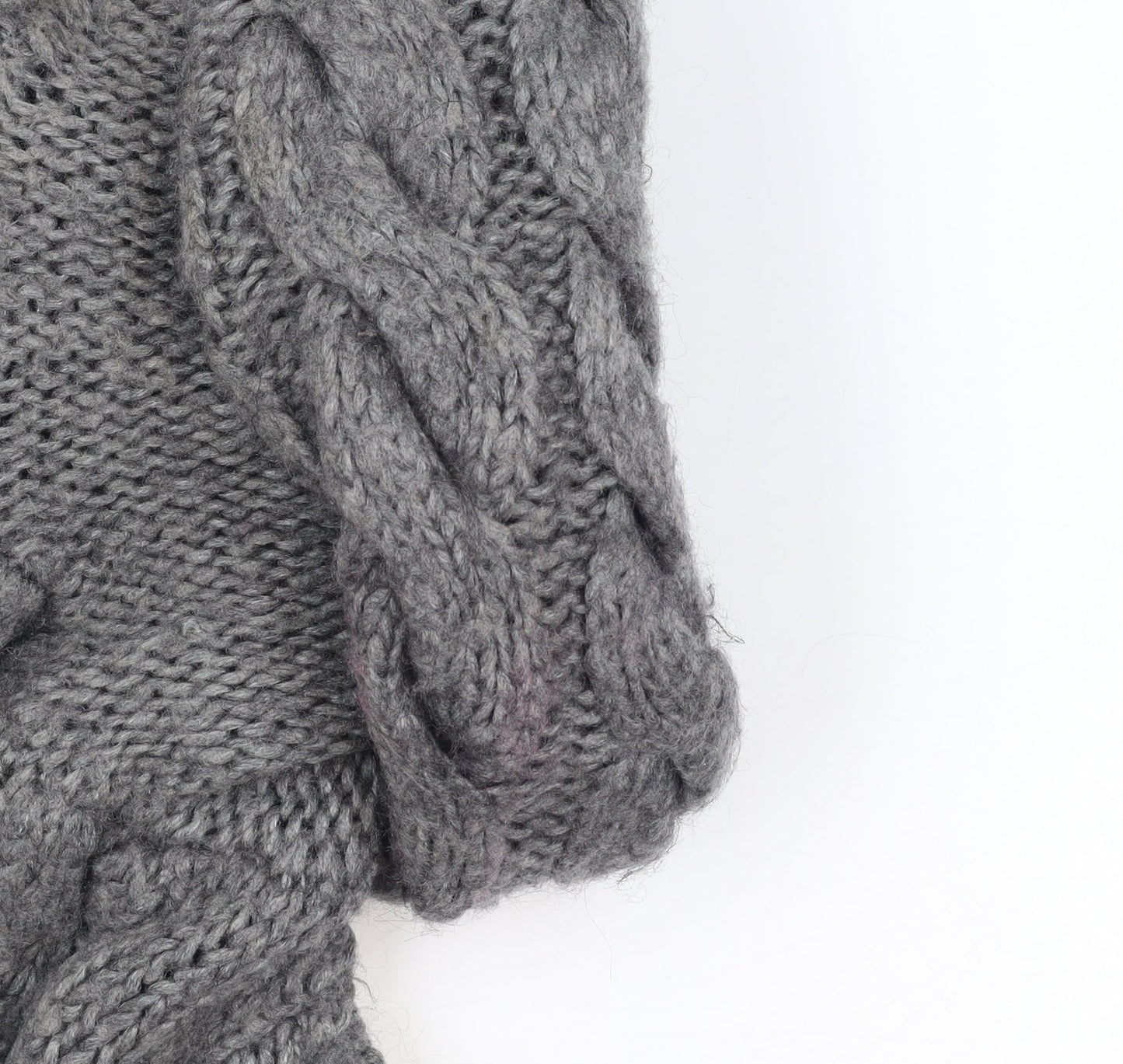 H&M Women’s Grey Chunky Cable Roll Neck Jumper Size 12