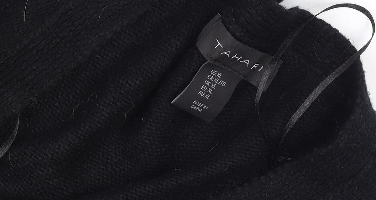 Tahari Women's Black Knit Long Button Coatigan Size XL