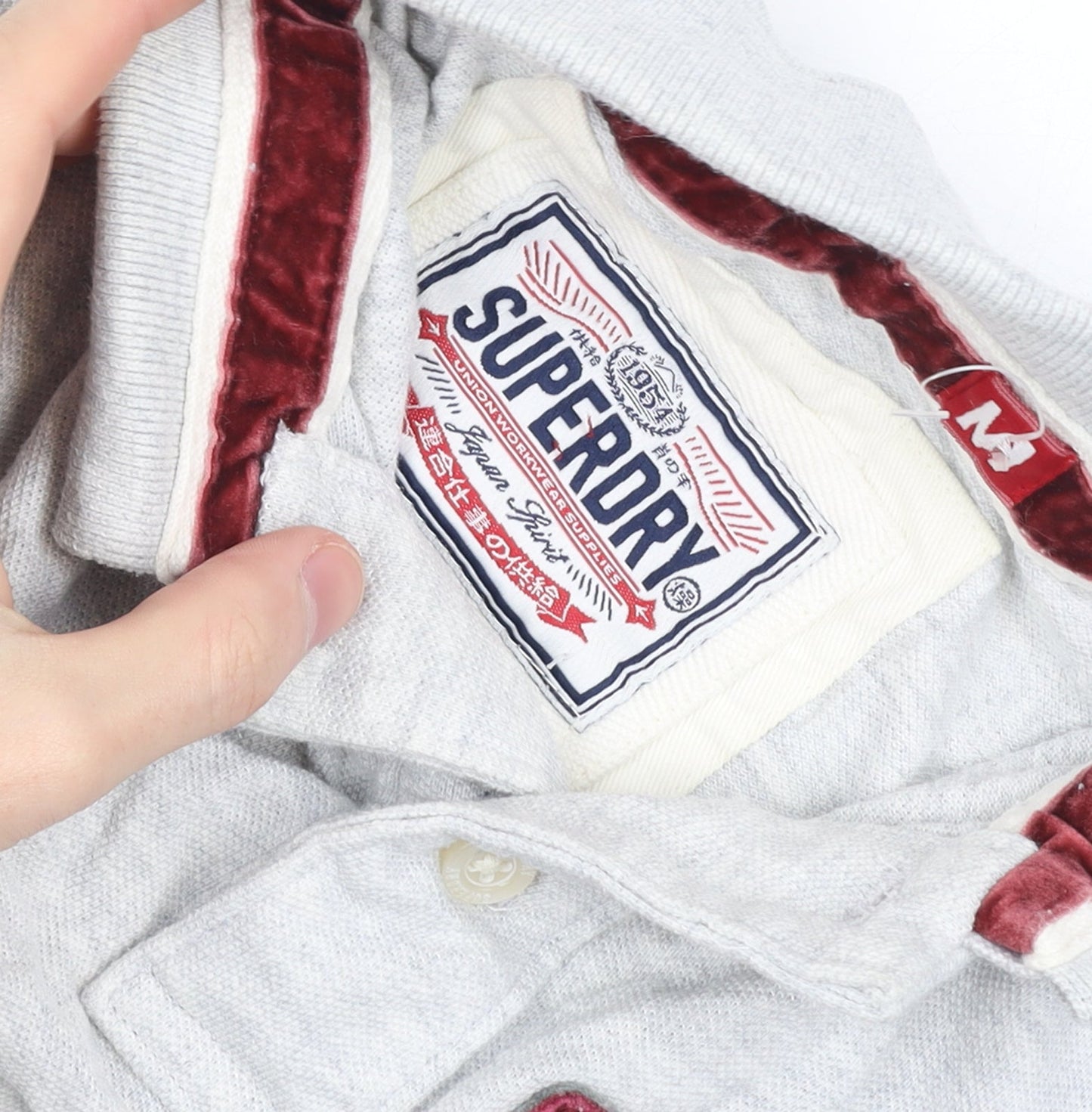 Superdry Men's Grey Regular Fit Polo Shirt Size M 1954 Embroidered Logo