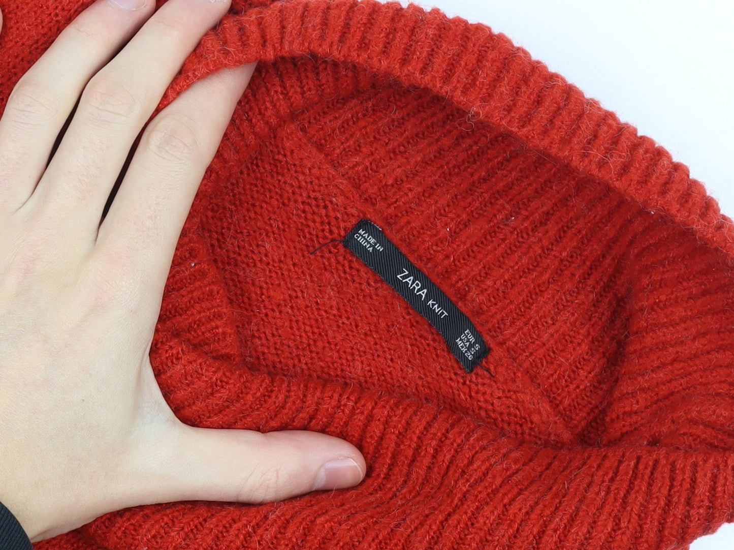ZARA Men's Red Roll Neck Wool Knit Jumper Size S