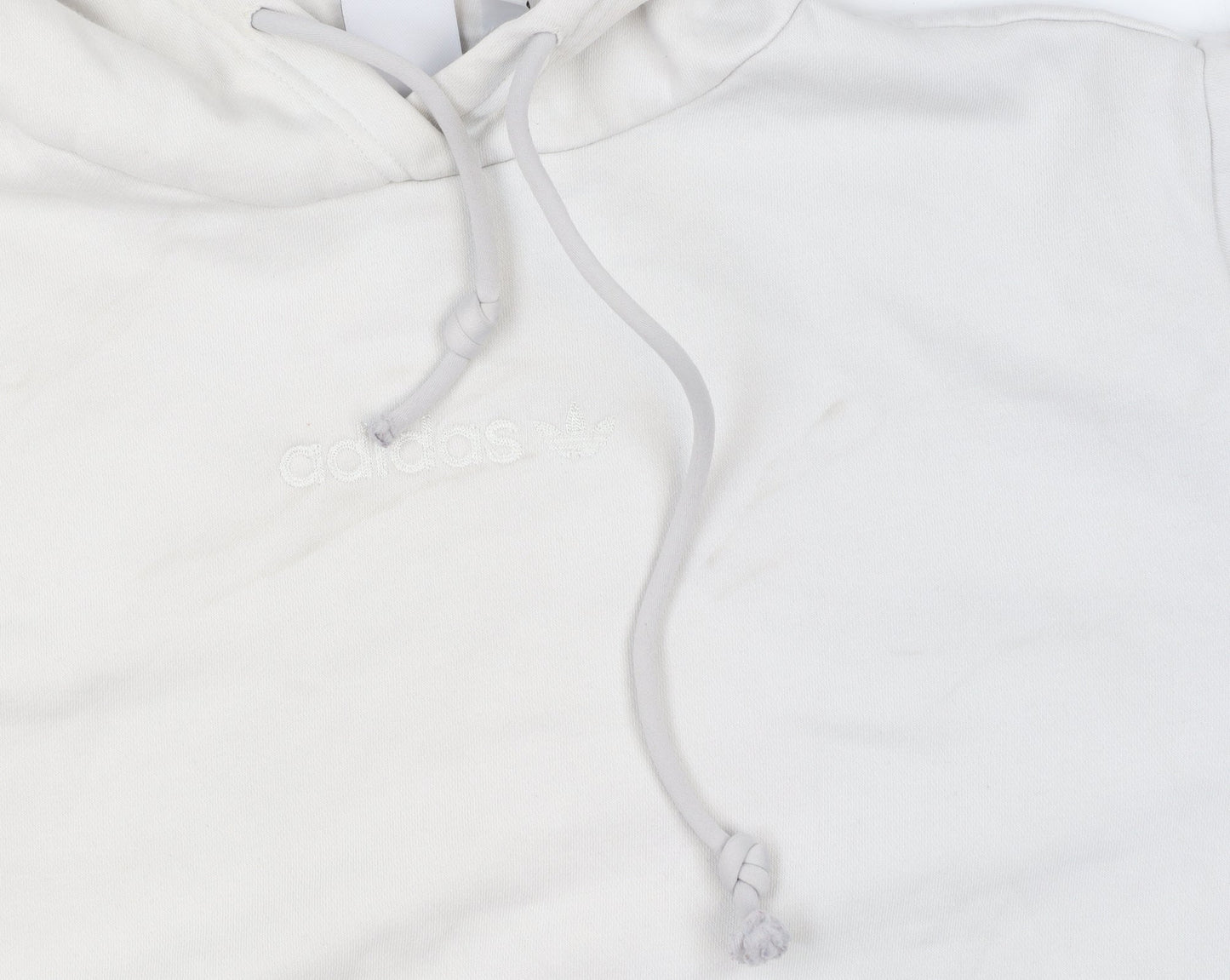 Adidas Women Beige Hooded Pullover Sweatshirt Size 12 Cotton Blend