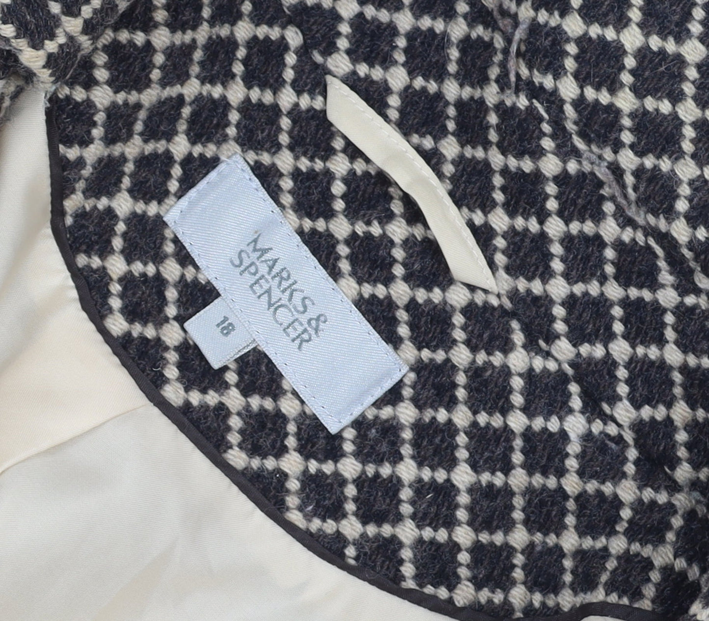 Marks and Spencer Women Brown Check Wool Blend Blazer Jacket UK 18