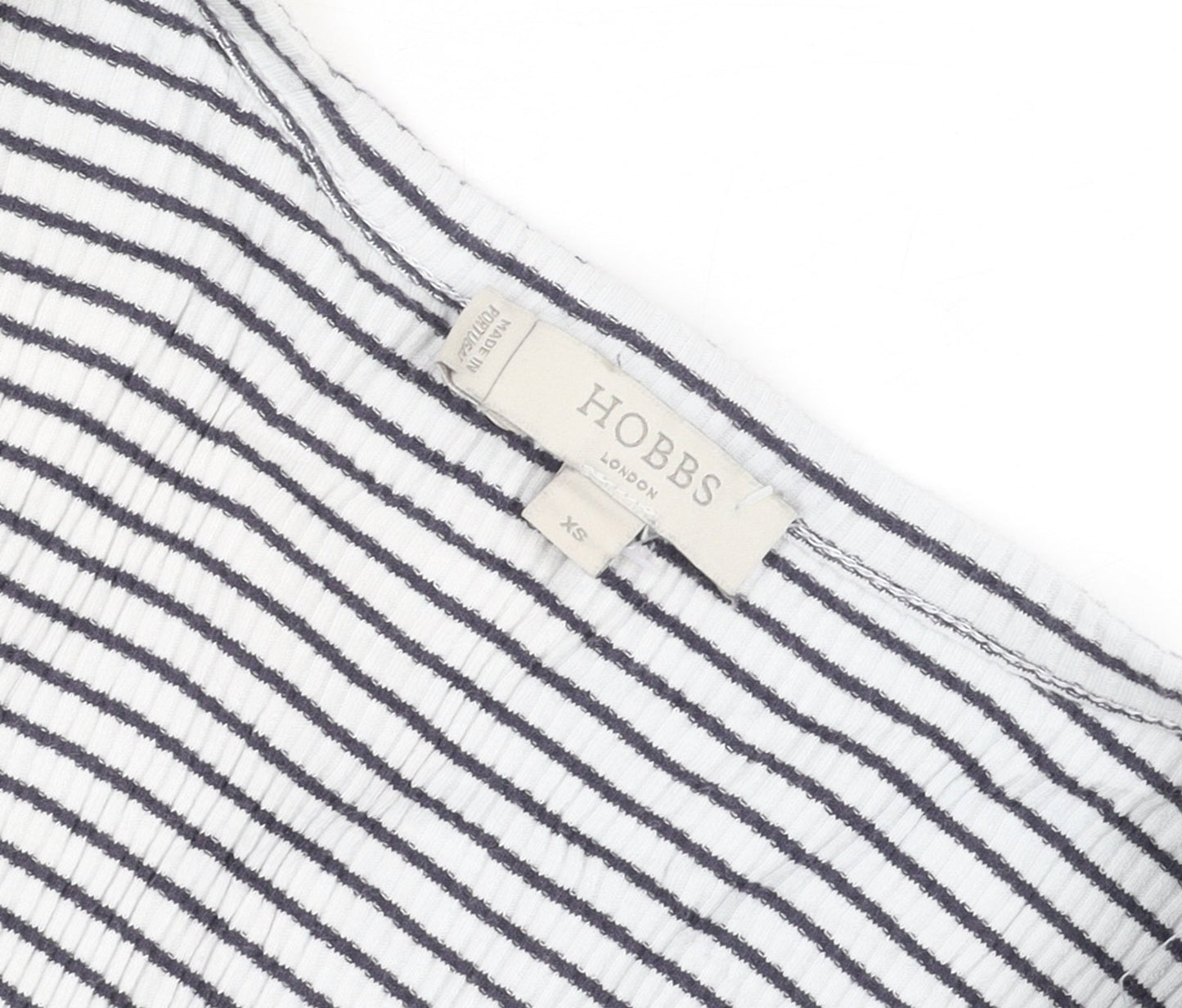 Hobbs Women’s White Striped Long Sleeve Cotton Jersey Top XS