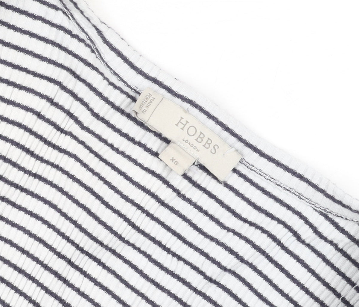 Hobbs Women’s White Striped Long Sleeve Cotton Jersey Top XS