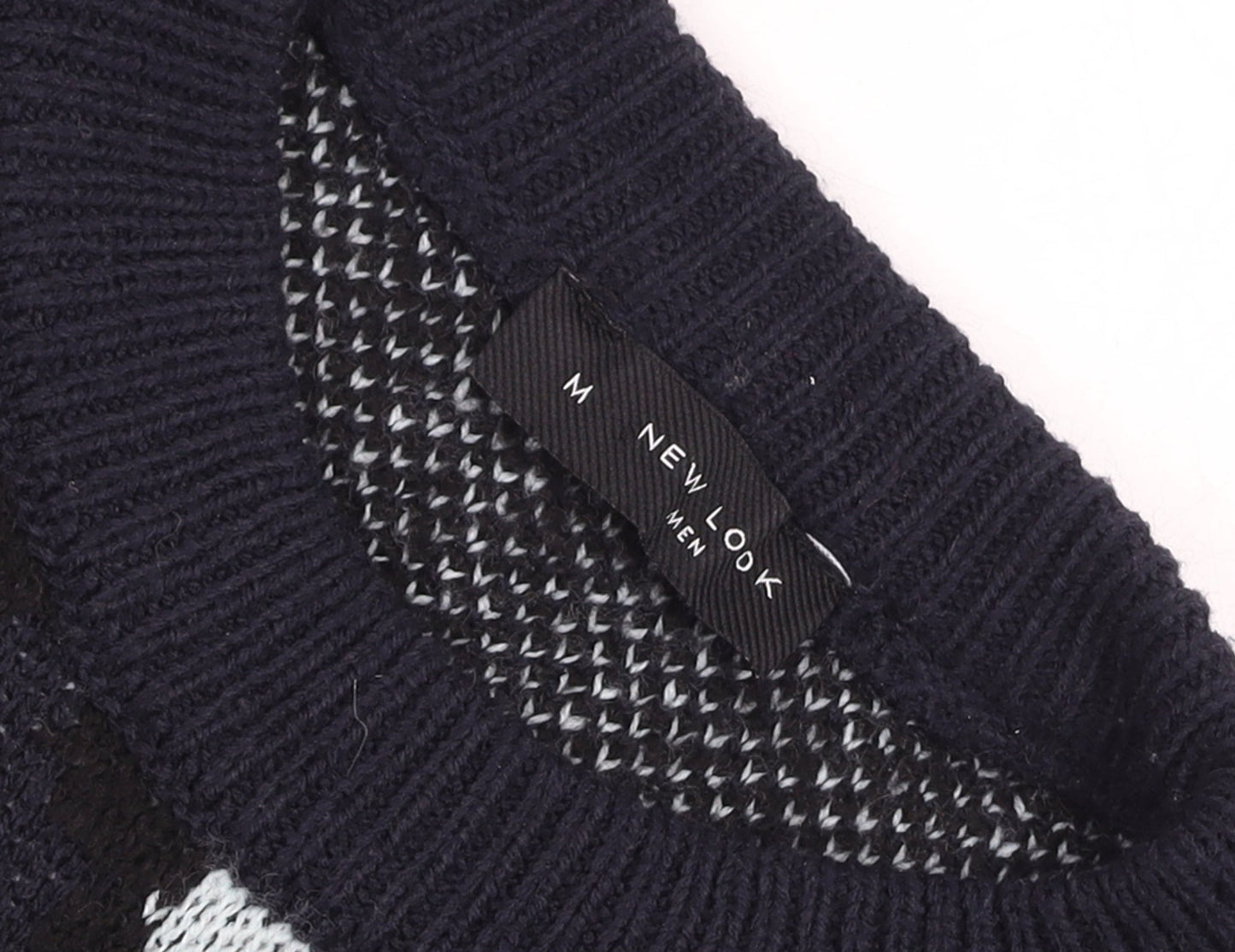 New Look Unisex Blue Animal Print Crew Neck Knit Jumper M