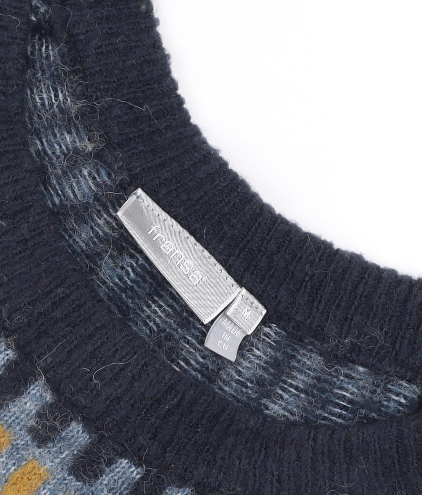 Fransa Men's Blue Fair Isle Knit Wool Blend Pullover Jumper M