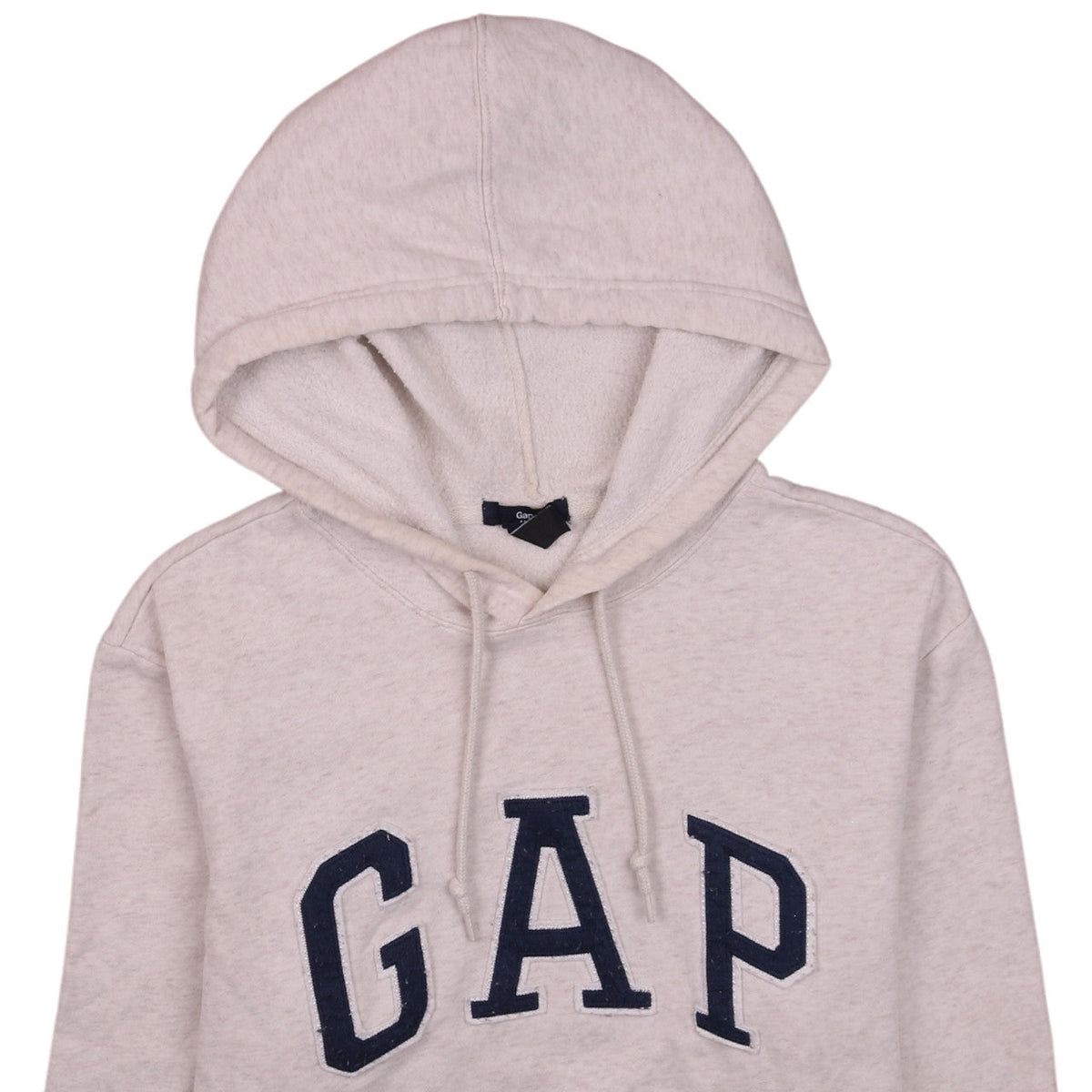 Gap Women Beige Small Pullover Hoodie with Logo and Pockets