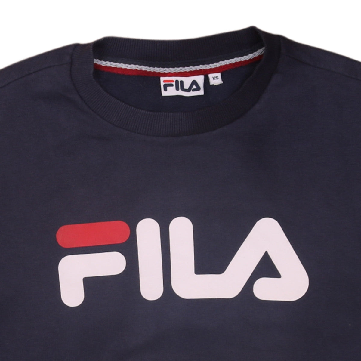 Fila Men's Blue Crew Neck Pullover Logo Sweatshirt XS