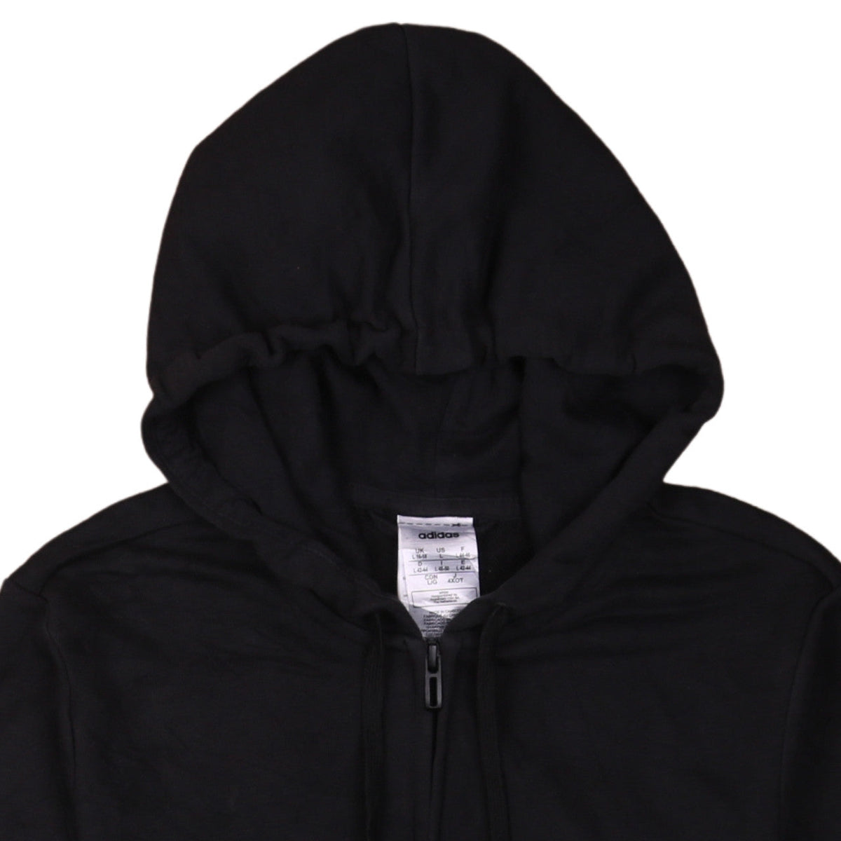 Adidas Women Black Full Zip Hoodie L 16-18 Hooded Sweatshirt