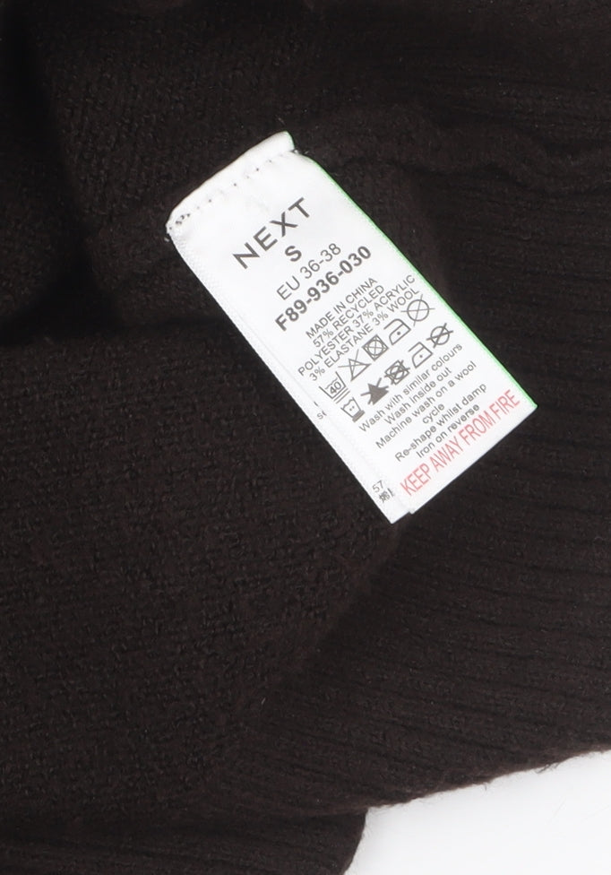 Next Women’s Black Jumper Dress Size S Wool Blend High Neck Button Detail