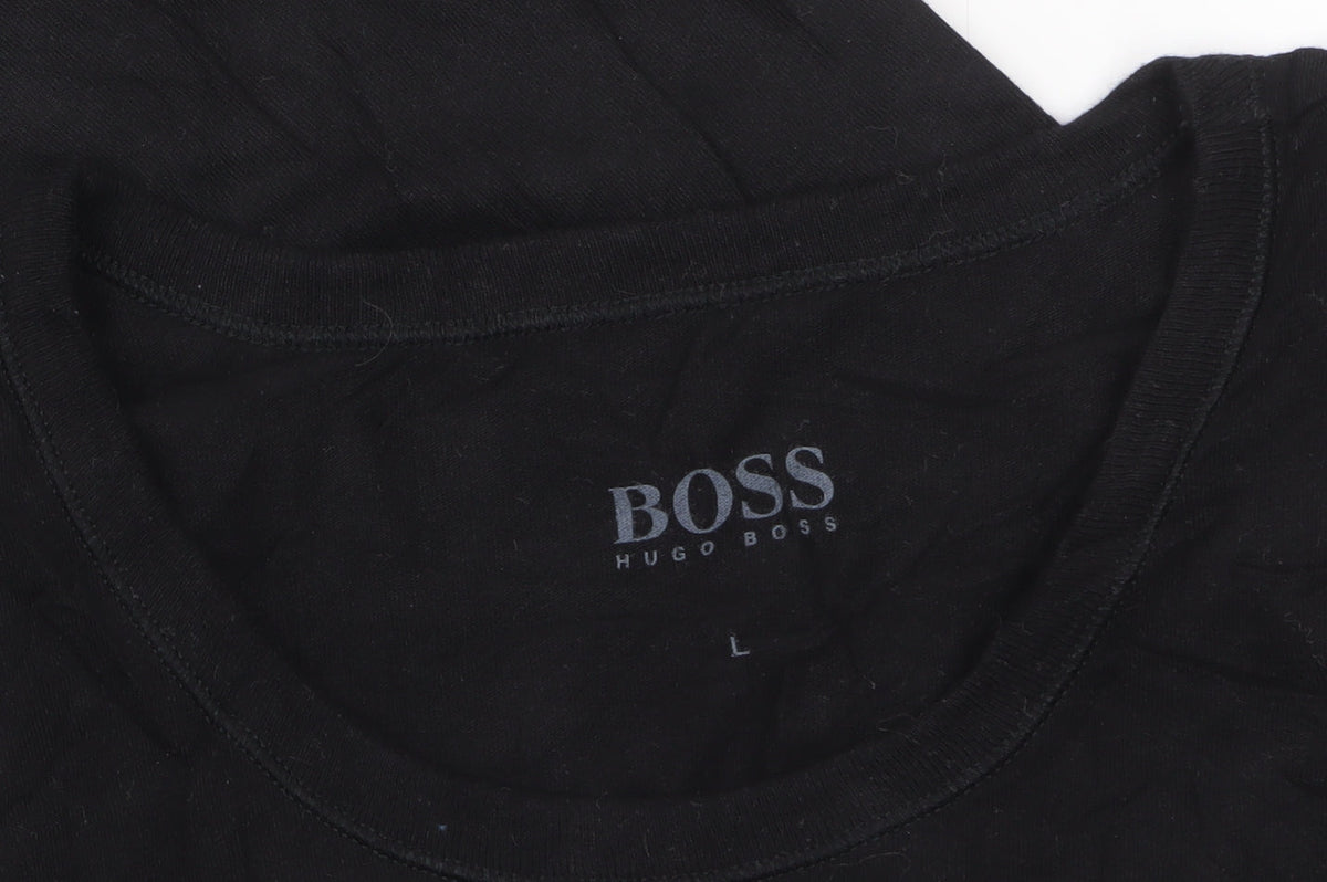 Hugo Boss Men's Black Cotton Crew Neck Regular Fit T-Shirt L