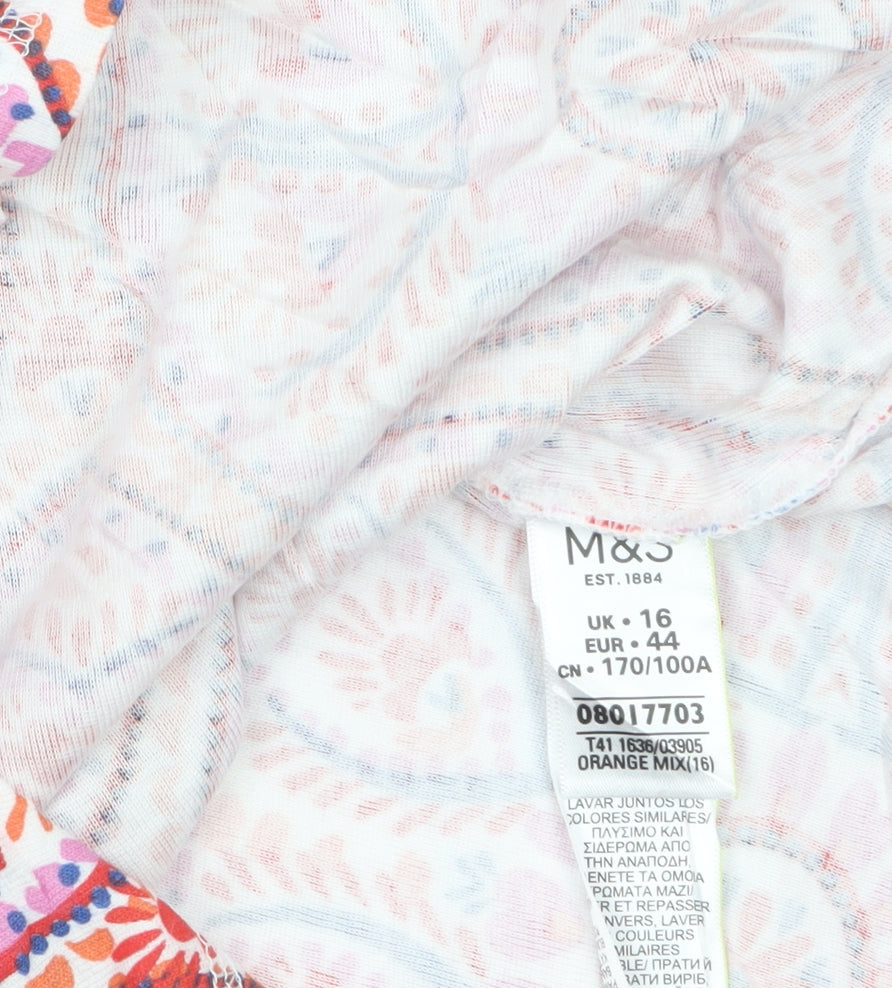 Marks and Spencer Women’s Multicoloured Cotton Geometric T-Shirt Size 16