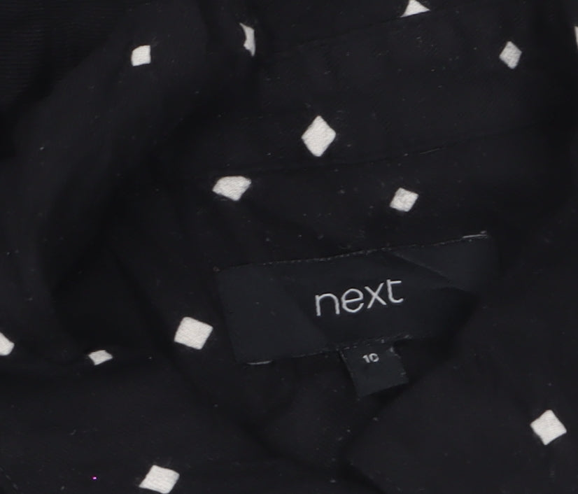 Next Women’s Black Polka Dot Long Sleeve Cotton Tunic Shirt Size 10