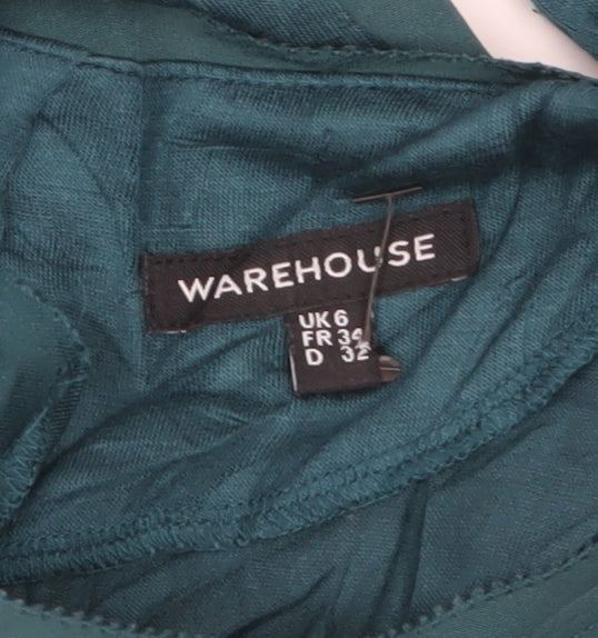 Warehouse Women's Green Long Sleeve Button Blouse UK 6