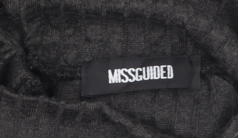 Missguided Women Grey Ribbed High Neck Long Sleeve Playsuit Size 8